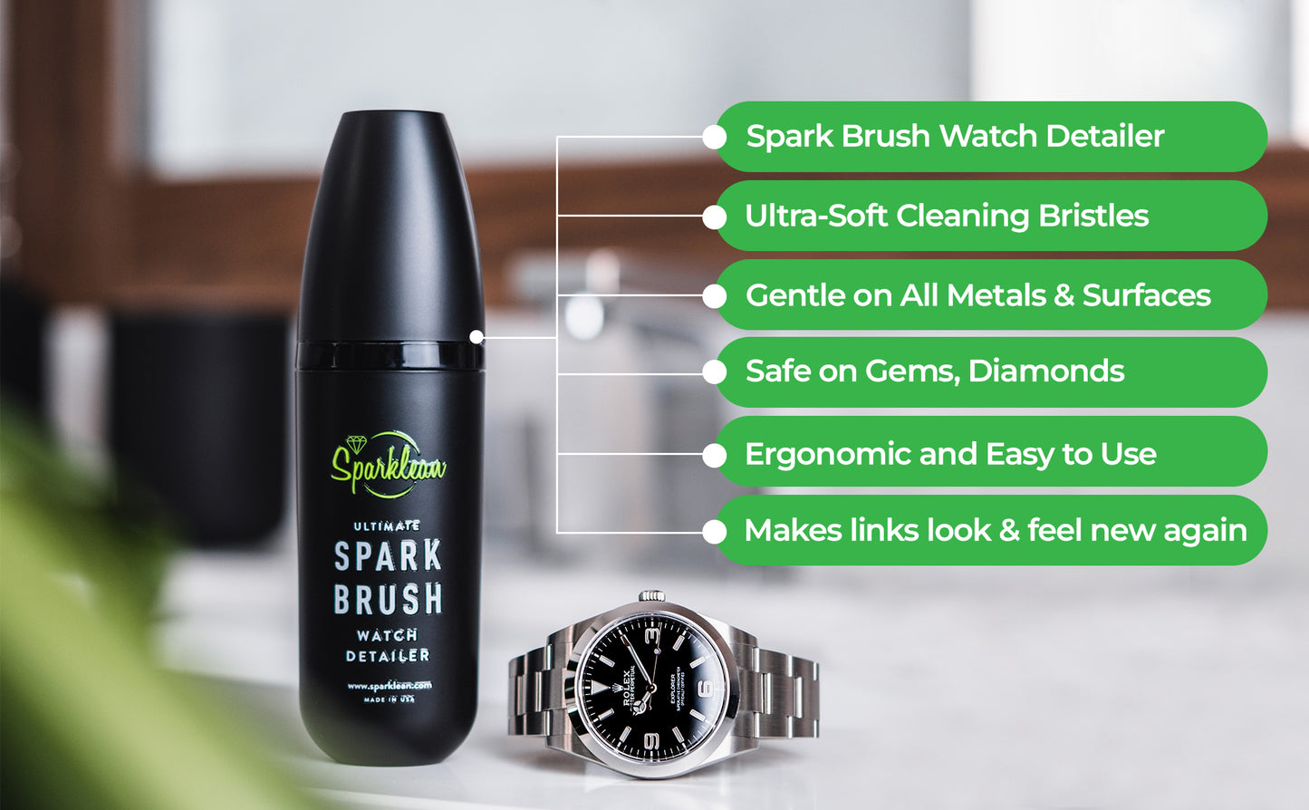 SparkBrush Soft-Bristle Gentle on All Metals, Jewelry, & Watches